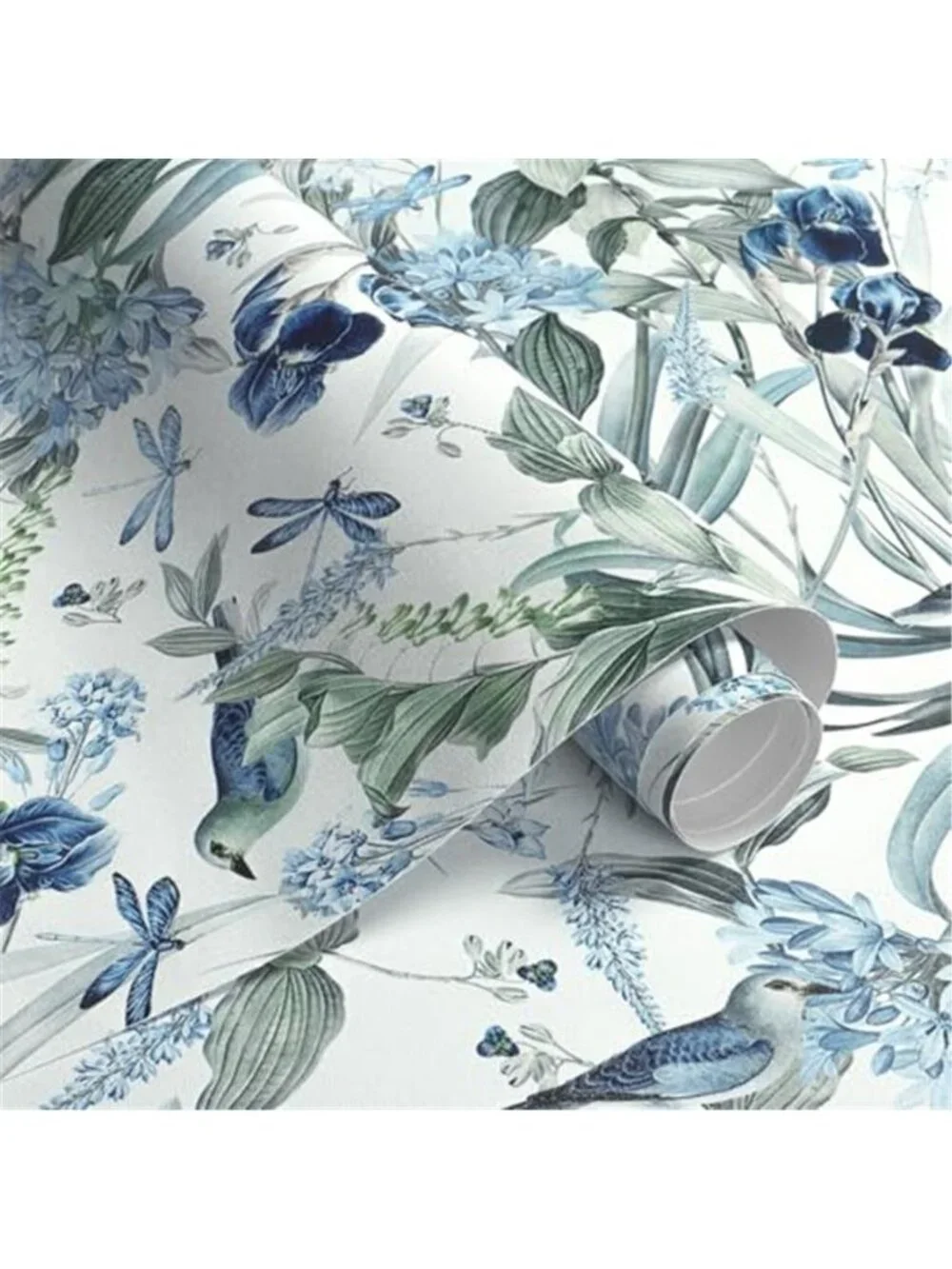 Vintage Floral Peel And Stick Wallpaper Blue Green Bird Removable Vinyl 16x118